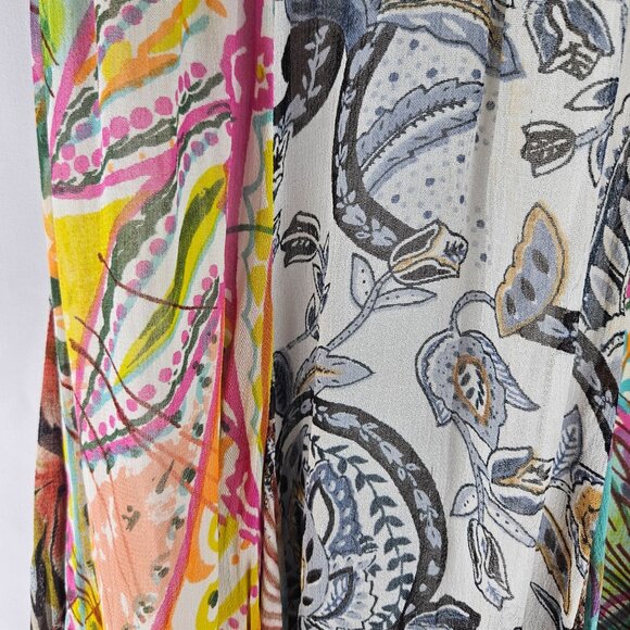 Coldwater Creek Pleated Midi Skirt Sz PM Mixed Print Panels Boho Fairy - Picture 6 of 12